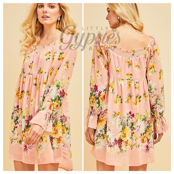 Entro Peach and Yellow Roses Babydoll Dress - Picture 3 of 10